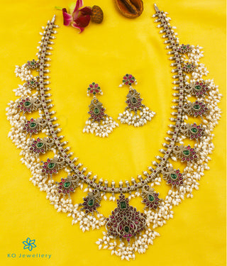 The Rachana Silver Guttapusalu Necklace (Oxidised/Long)