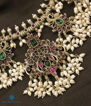 The Rachana Silver Guttapusalu Necklace (Oxidised/Long)