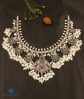 The Rachana Silver Guttapusalu Necklace (Oxidised/Medium)