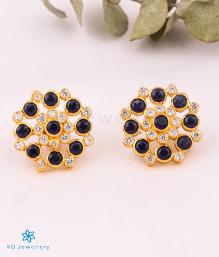 The Yajata Silver Ear-studs (Blue)