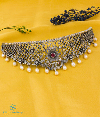 The Bhuvika Silver Pearl Choker Necklace