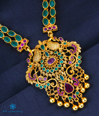 The Madhurya Silver Peacock Kempu Necklace