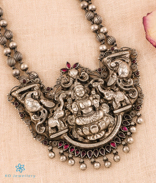 The Padmalaya Lakshmi Silver Nakkasi Beads Necklace