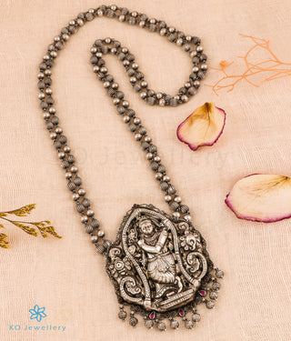 The Yadhunandana Silver Krishna Beads Nakkasi Necklace