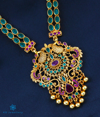 The Madhurya Silver Peacock Kempu Necklace