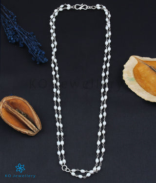 The Samudra Silver Pearl Chain (Long Pearls/2 layers/Bright Silver)