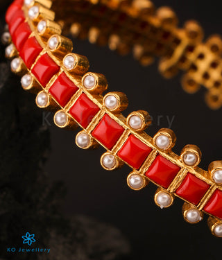 The Rajanya Silver Bangle (Coral/Size 2.2/2.4/2.6/2.8)