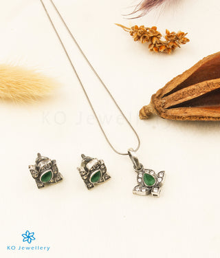 The Ayana Silver Kemp Pendant Set (Green)