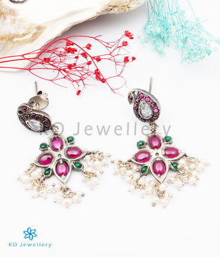 The Chaiti Silver Peacock Earrings