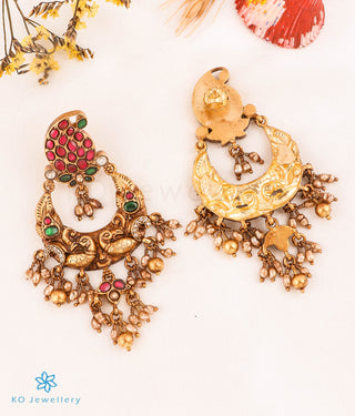 The Peshkash Silver Jadau Peacock Chand Bali Earrings