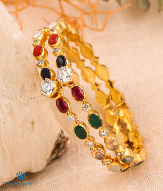 The Vaibhava Silver Solitaire Navaratna Bracelet (Size 2.2/2.4/2.6/2.8)