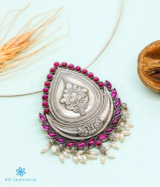 The Parijata Silver Kempu Pendant