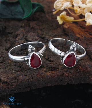 Sia Silver Toe-Rings (Red)