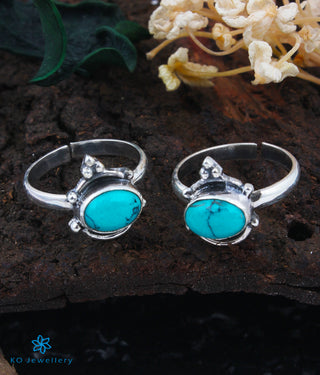 Mira Silver Toe-Rings (Turquoise)