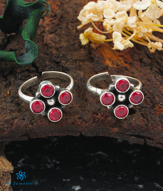 Kripa Silver Toe-Rings (Red)