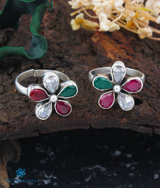 The Arpita Silver Toe-Rings (Multicolour)