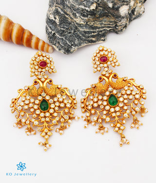 The Mayuraka Silver Peacock Earrings