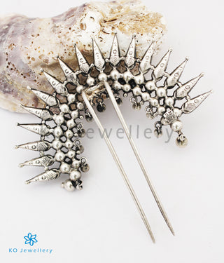 The Moggu Silver Bridal Hair Pin (Oxidised)