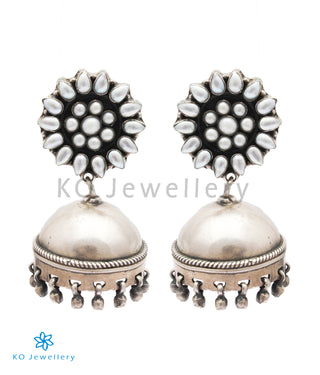 The Karanphool Silver Pearl Jhumka