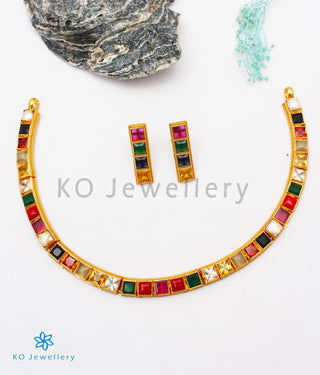 The Preksha Silver Navratna Necklace