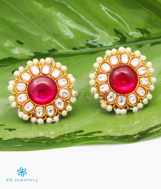 The Jashn Silver Polki Earrings (Pearl)