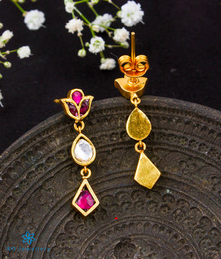 The Kamya Silver Kundan Earrings (Red)