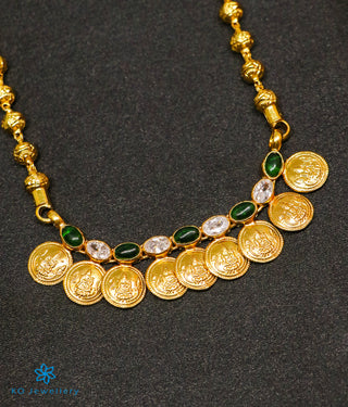 The Prarthana Silver Coin Necklace (Green)