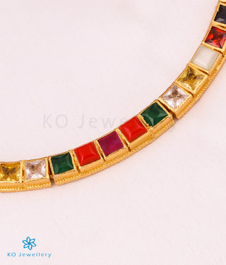 The Preksha Silver Navratna Necklace