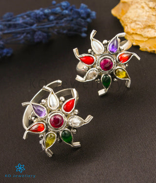 Sahitya Silver Navratna Toe-Rings