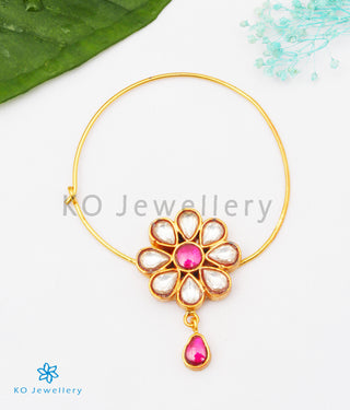 The Phool Silver Kundan Nose Pin (Pierced/White)