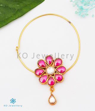 The Phool Silver Kundan Nose Pin (Pierced/Red)