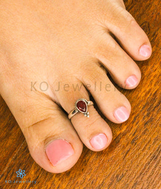 Sia Silver Toe-Rings (Red)