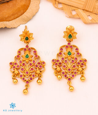 The Kadambari Silver Earrings (Red)