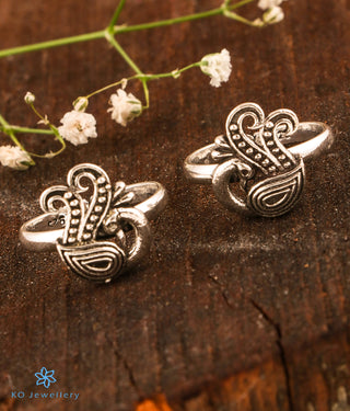 Dancing Peacock Silver Toe-Rings