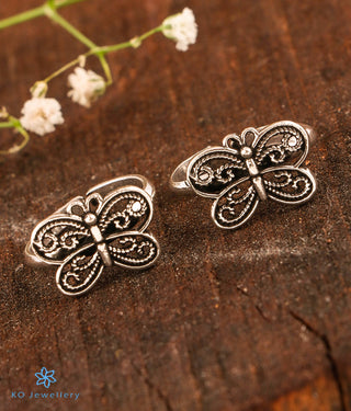 Pretty Butterfly Silver Toe-Rings