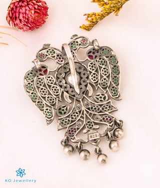 The Classic Gandaberunda Silver Pendant (Oxidised/Green)