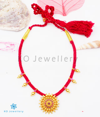 The Chakratiya Antique Silver Kempu Necklace (Red)