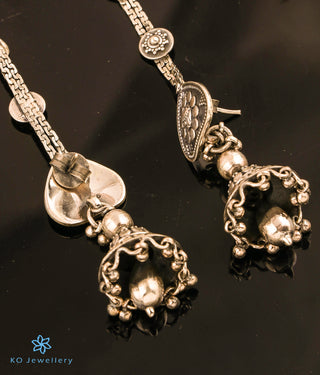 The Manvita Silver Antique Jhumkas (Oxidised)