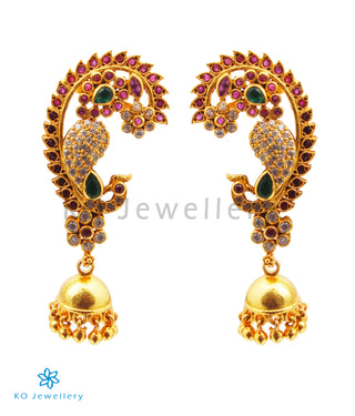 The Amolika Silver Peacock Earcuff Jhumka