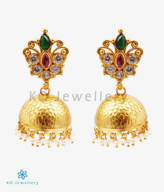 The Advika Silver Kempu Jhumka