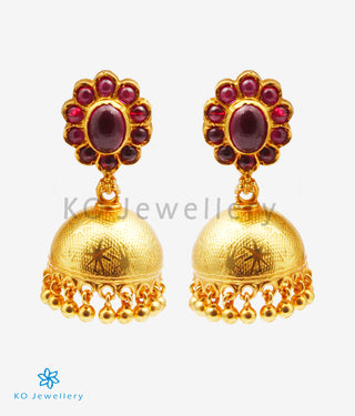 The Vamshika Silver Kempu Jhumka (Red)