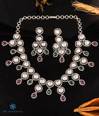 The Dastoor Silver Polki Necklace & Earrings