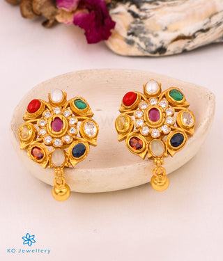 The Abhijita Silver Navratna Ear-studs