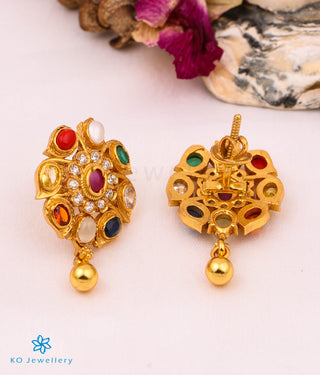 The Abhijita Silver Navratna Ear-studs