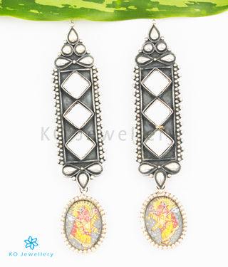 The Vignesh Silver Handpainted Ganesha Earrings