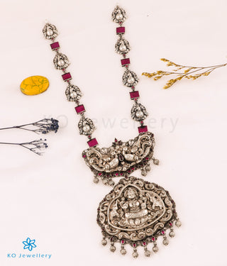 The Deepta Lakshmi Silver Nakkasi Peacock & Kemp Necklace (Square)