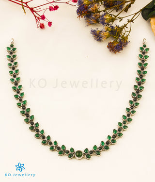 The Aroha Silver Kempu Necklace (Green/Oxidised)