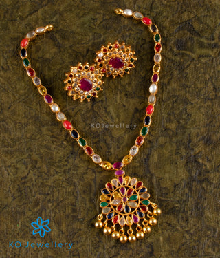 The Nimisha Silver Navratna Necklace