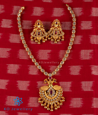 The Sahana Silver Peacock Kemp Necklace