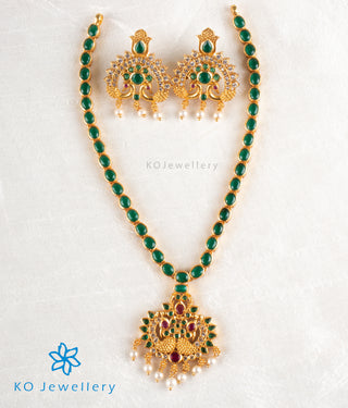 The Shubhi Silver Peacock Kemp Necklace